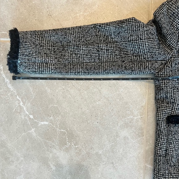 J.CREW Glen Plaid Braided Trim Tweed Jacket Blazer Black/White | Size 2 Womens - Picture 10 of 12